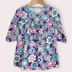 Hanna Andersson dress long sleeve purple and blue mod floral size 18-24 months